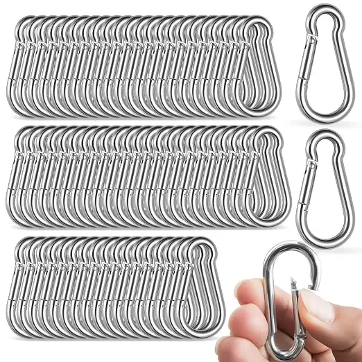 100 Pack M5 Spring Snap Hook Carabiner, Heavy Duty Galvanized Steel Quick Link