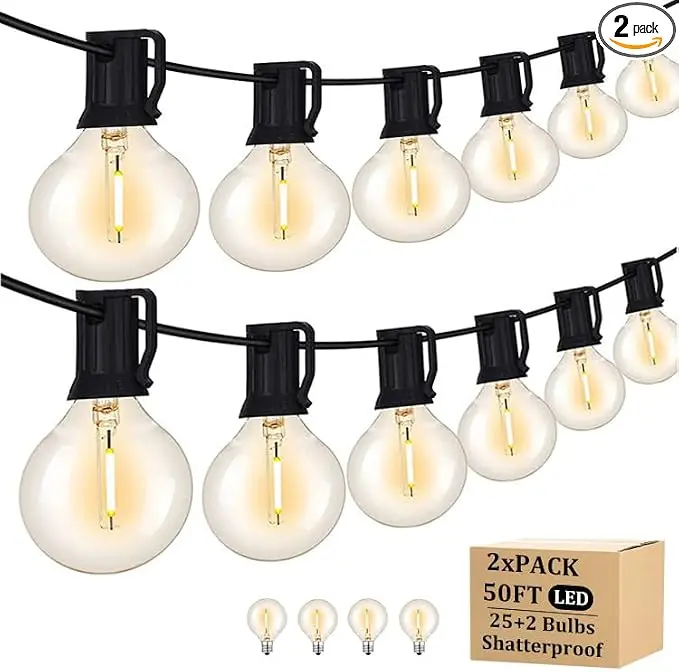 100FT Outdoor Patio Black String Lights