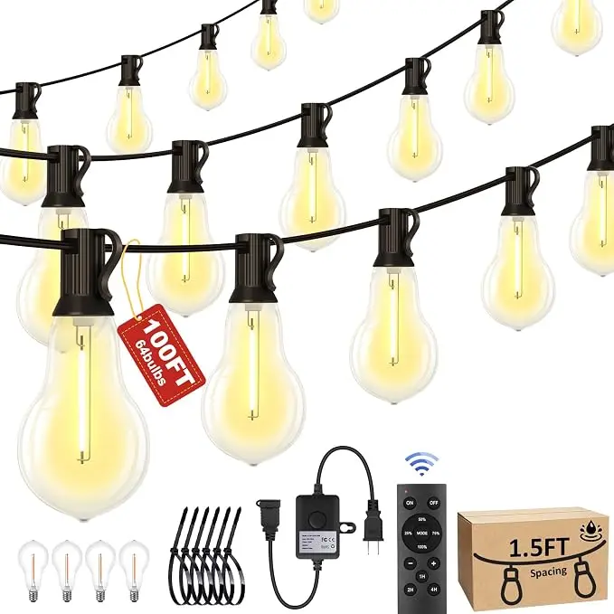 100FT Outdoor String Lights Waterproof