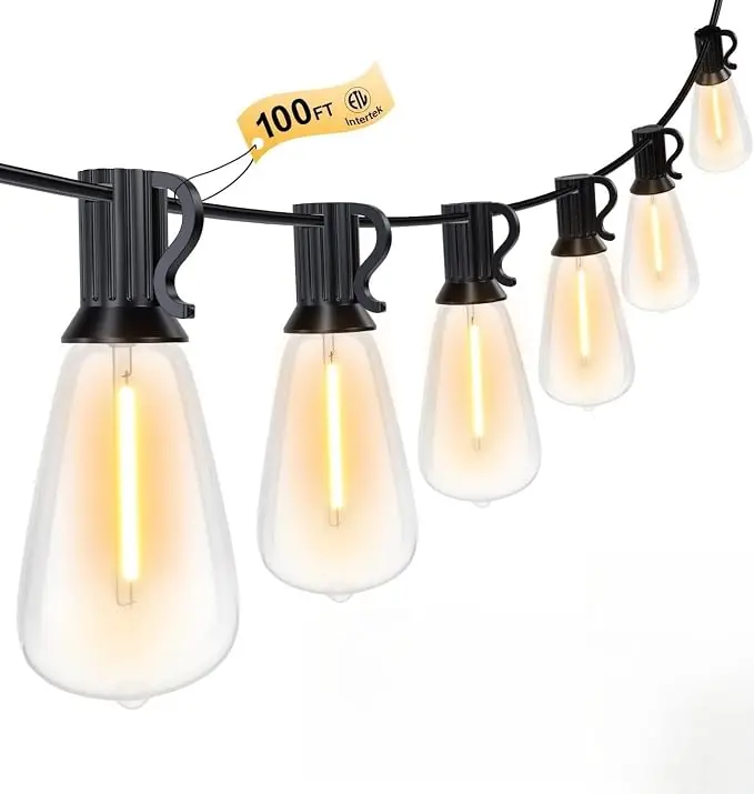 100FT Outdoor String Lights, Waterproof Patio Lights