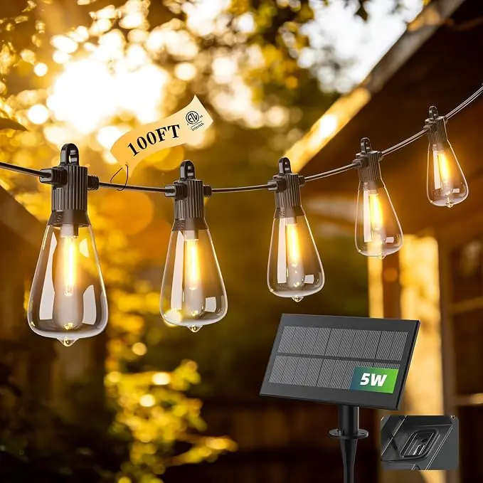 100FT Solar String Lights Outdoor Waterproof IP65