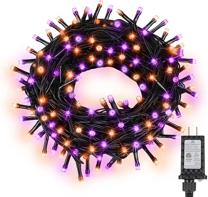 100LED Halloween String Lights 33 Ft Orange Purple Twinkle Light