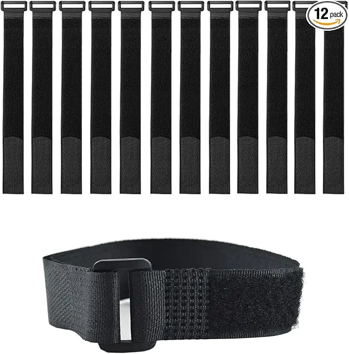 12 Pack Reusable Fastening Cable Ties and Cable Straps, Adjustable