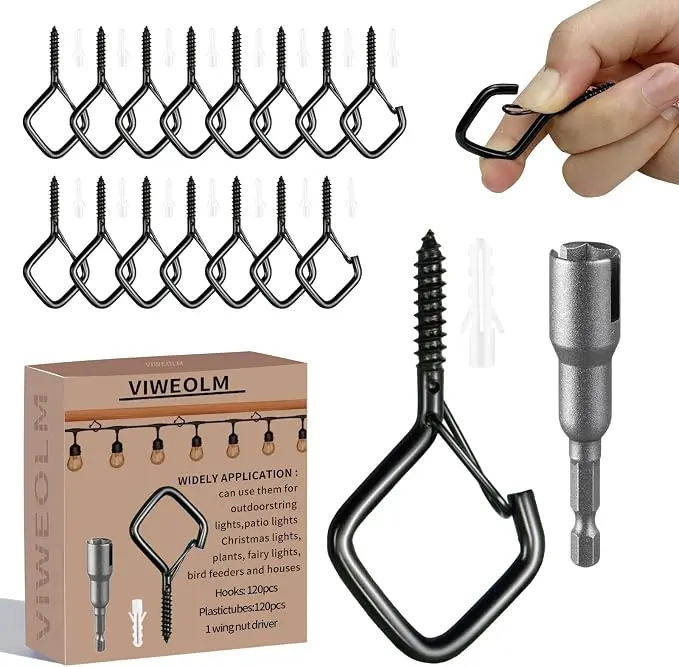120 Pcs Black Eye Hooks Screw Heavy Duty, Ceiling Hooks