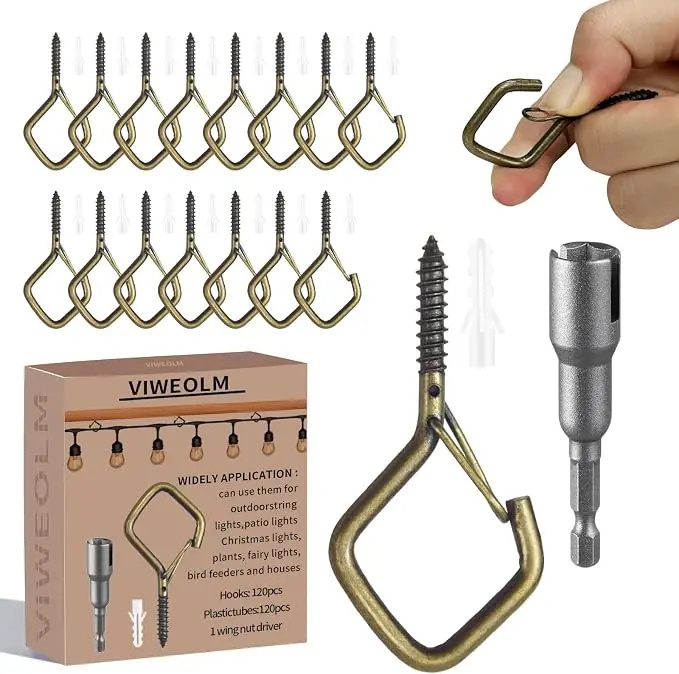 120 Pcs Bronze Eye Hooks Screw Heavy Duty, Ceiling Hooks