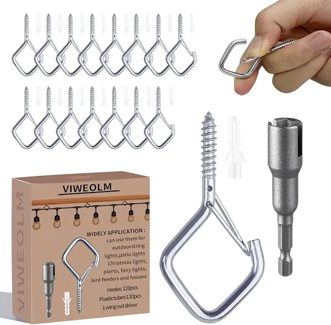 120 Pcs Silver Eye Hooks Screw Heavy Duty, Ceiling Hooks