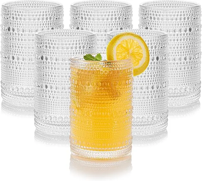 15 oz Clear Hobnail Drinking Glasses