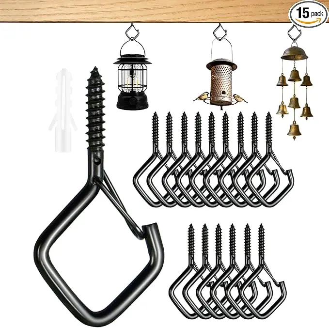 15 Pcs Black Eye Hooks Screw Heavy Duty, Ceiling Hooks
