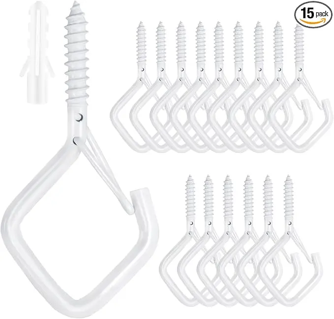 15 Pcs White Eye Hooks Screw Heavy Duty, Ceiling Hooks