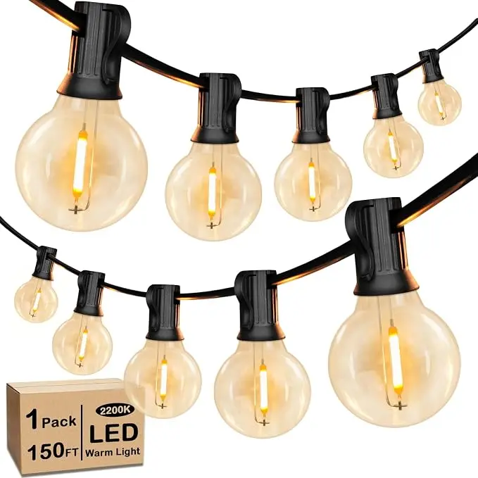 150FT LED Globe Outdoor String Lights, Dimmable Patio