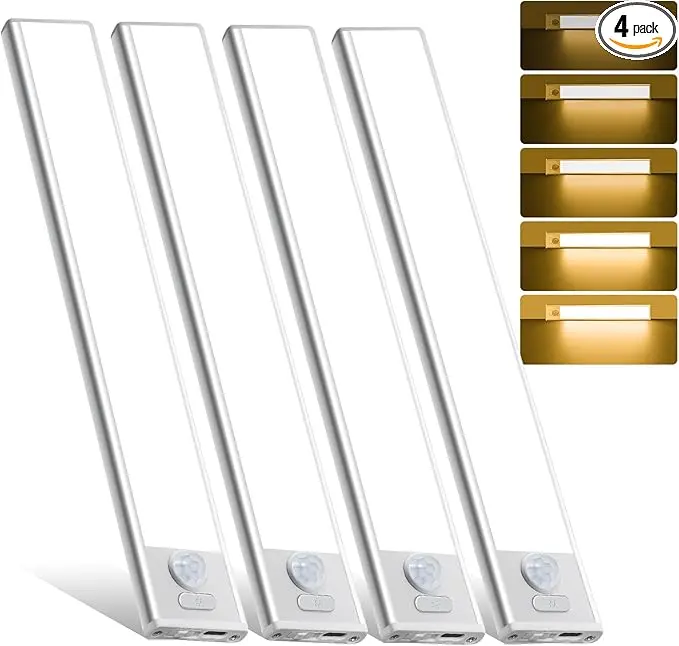 16inch Under Cabinet Lighting, 4 Pack Rechargeable Motion Sensor Light Indoor