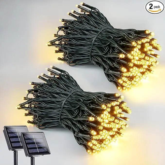 2 Pack 200 LED Solar String Lights