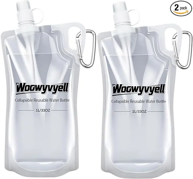 2-Pack 33oz Collapsible Water Bottles