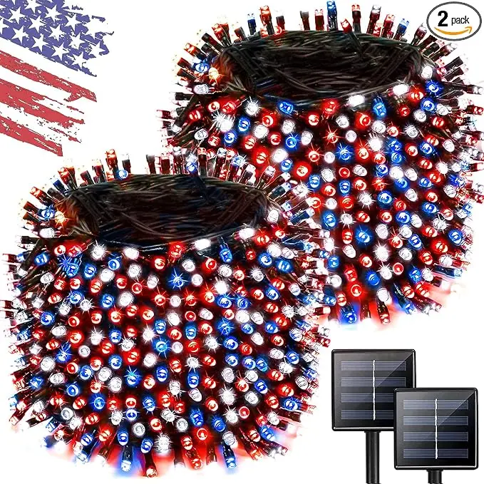 2 Pack 480 LED Solar String Lights