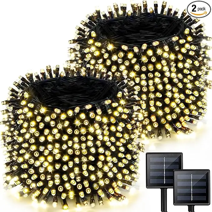 2 Pack 480 LED Solar String Lights