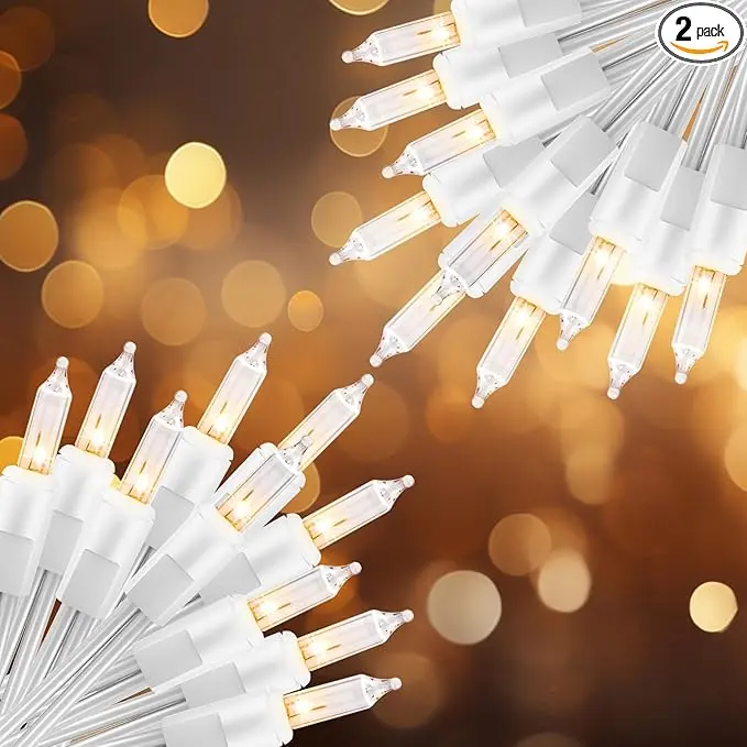 2 Pack 50 Count Christmas String Lights Clear Warm White Mini Lights Plug