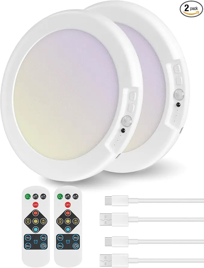 2 Pack Rechargeable Motion Sensor Ceiling Lights