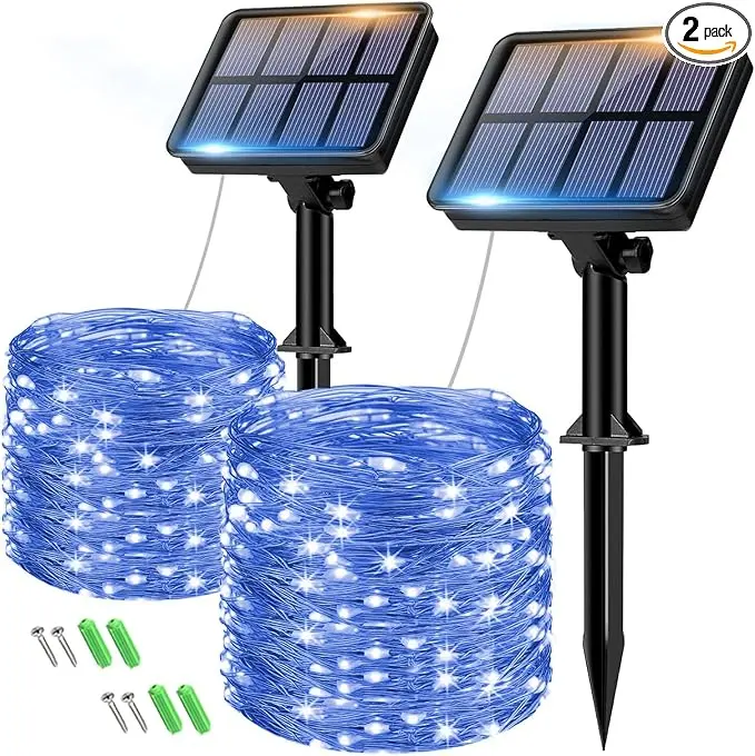 2 Pack Solar String Lights for Outside