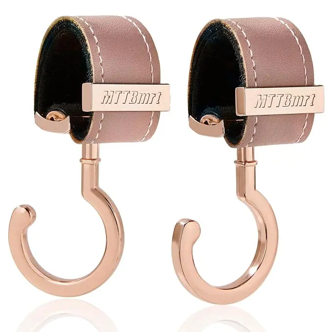 2 Pack Stroller Hooks, Strong Synthetic Leather Hook-and-Loop