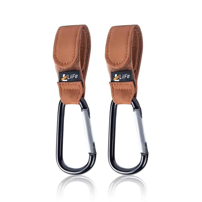 2 Pcs Brown Baby Stroller Hooks
