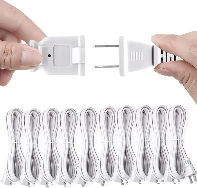 2 Prong Extension Cord, Safe for Home, Dorm Use White Extension Cord