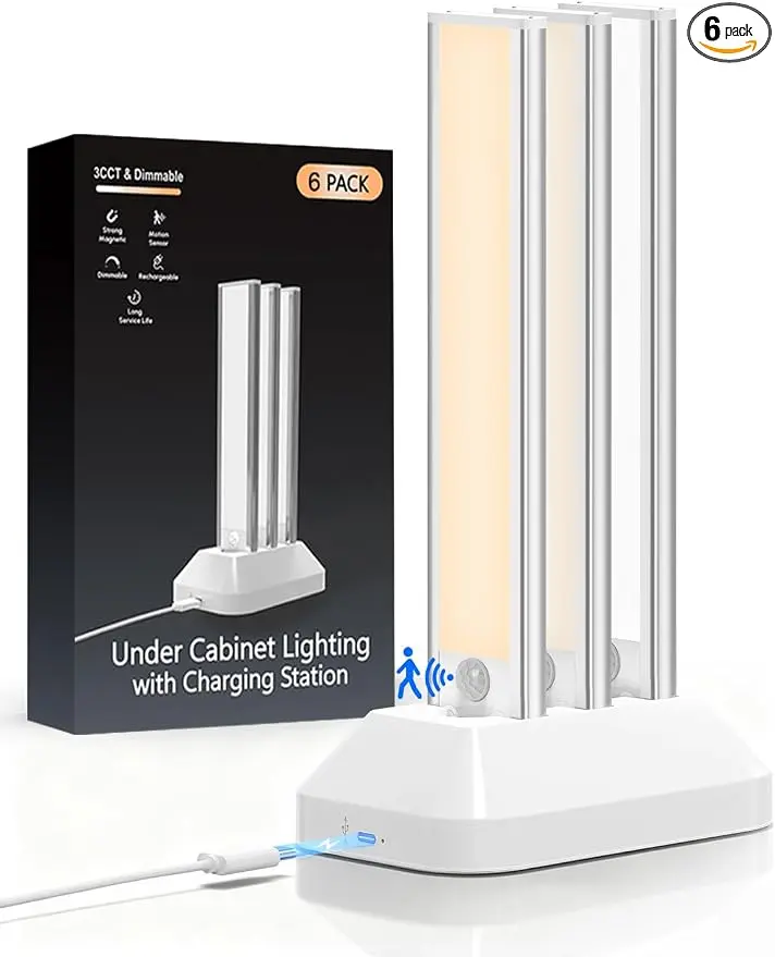 2000mAh Rechargeable Motion Sensor Light Indoor, Under Cabinet Lighting