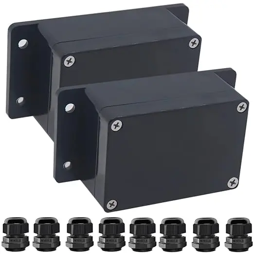 2Packs Junction Box IP65 Waterproof ABS Plastic Electrical Project Case Power