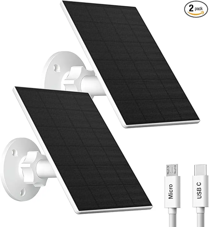 2W Solar Panel for Security Camera Outdoor, USB/USB-C Charger