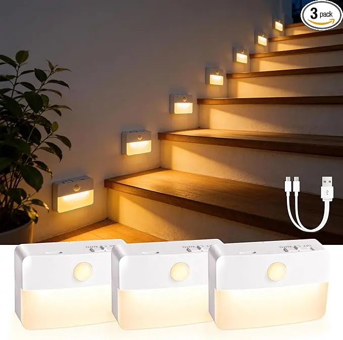 3 Pack Rechargeable Motion Sensor Stair Lights