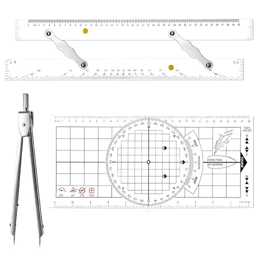 3 Pcs Basic Navigation Set, Include 16 Inch Parallel Ruler