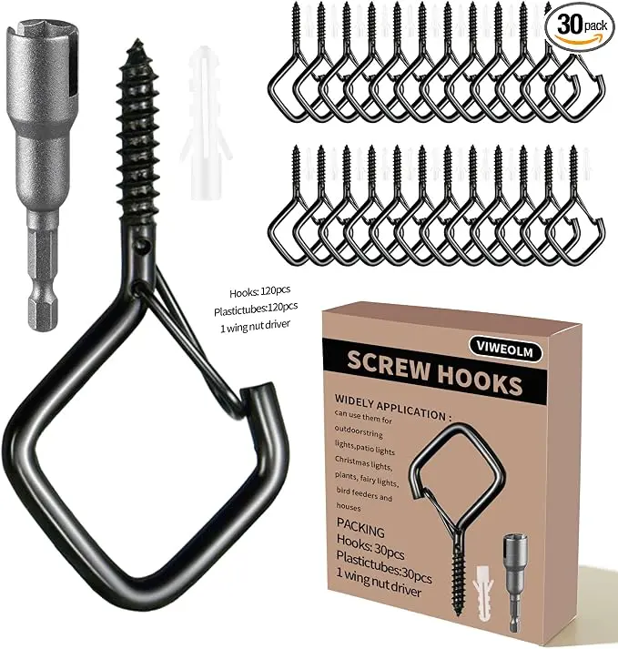 30 Pcs Black Eye Hooks Screw Heavy Duty, Ceiling Hooks