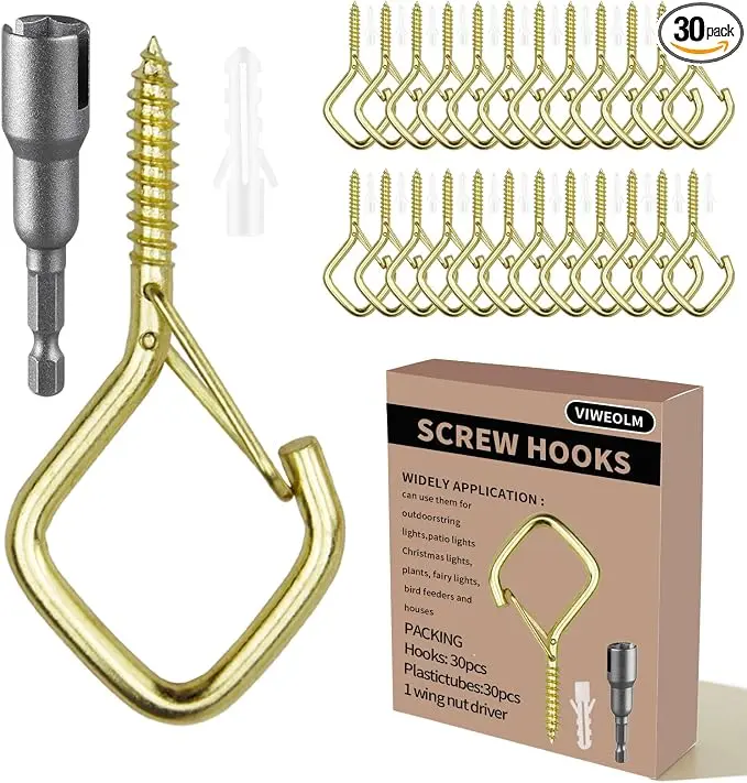 30 Pcs Gold Eye Hooks Screw Heavy Duty, Ceiling Hooks