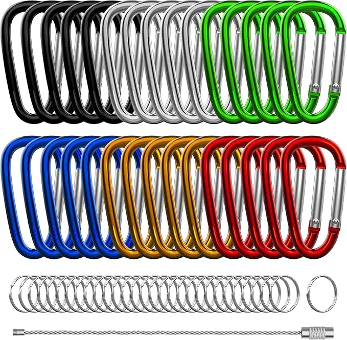 30PCS Aluminum Carabiner Clips