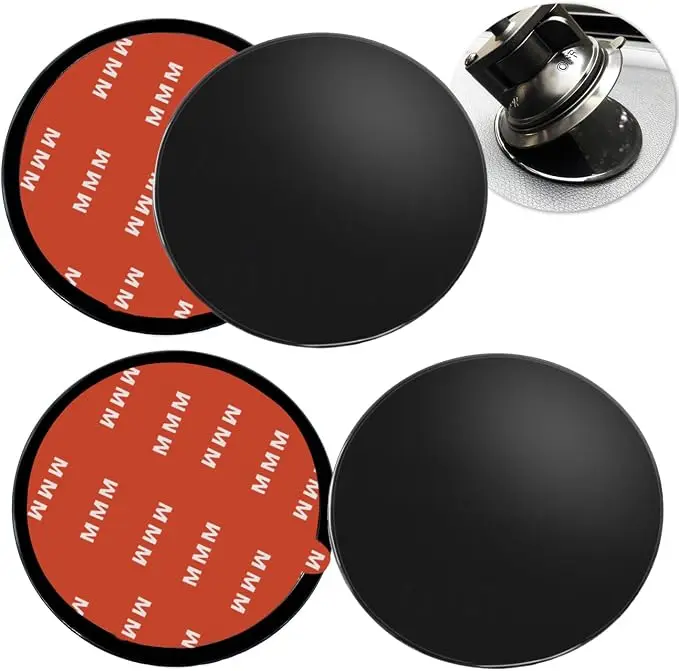 4 Pack 73mm Black Adhesive Dashboard Pad Mounting Disk, Mounting Disk