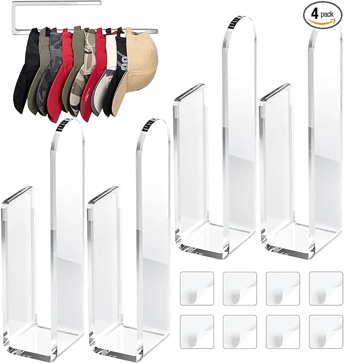 4 Pack Acrylic Hat Organizer, Hat Rack
