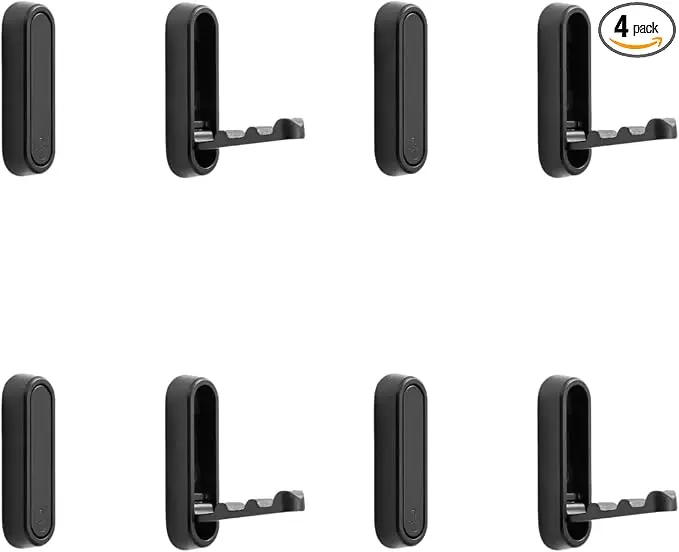 4 Pack Folding Wall Hooks, Foldable Black Coat Hooks