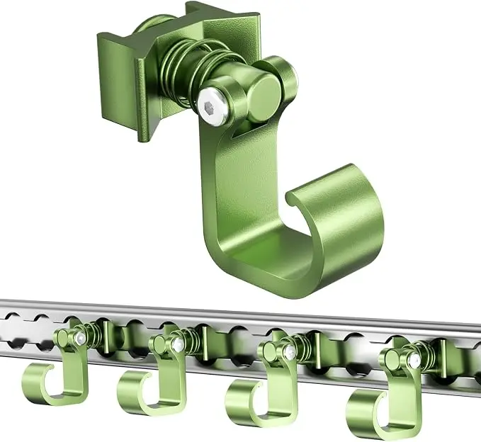 4 Pack L Track Hooks with Single Stud Fitting, Spring-Loaded Adjustable Gear