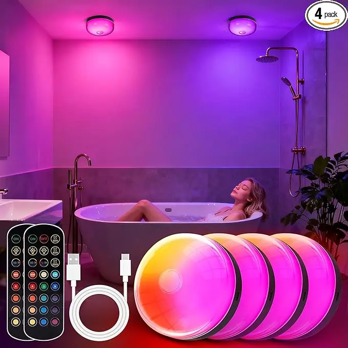 4-Pack Rechargeable Shower Lights