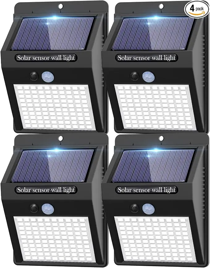4 Pack Solar Motion Lights Outdoor, 3 Modes/100LED Solar Security Wall Lights