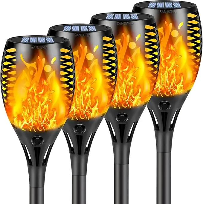 4 Pack Super Larger Size Solar Flame Torch Lights