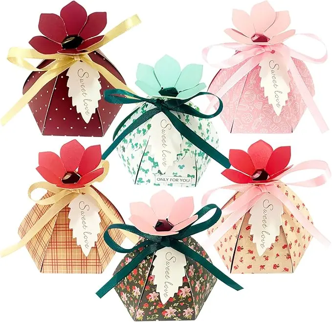 48Pcs Party Favor Candy Box, Petal Shaped Gift Candy Box