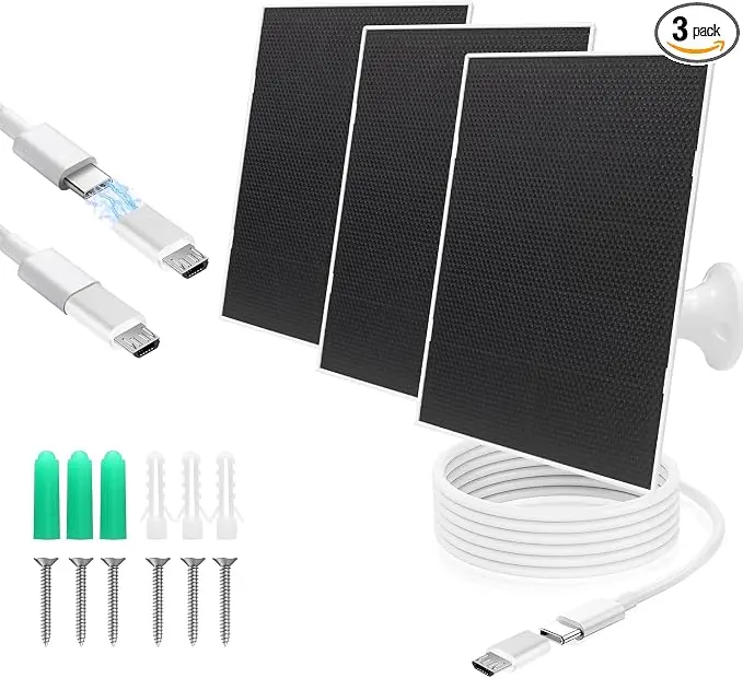 4W Solar Panel for Security Camera, Type C&Micro Solar Panel Charger for