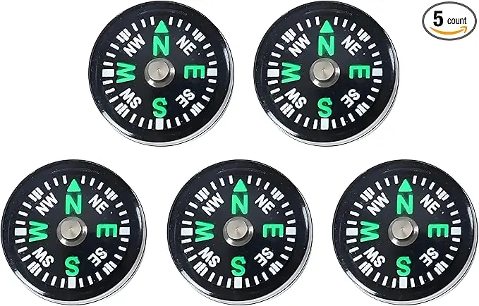 5 Pack Mini Pocket Compass 25mm – Survival Button Compass