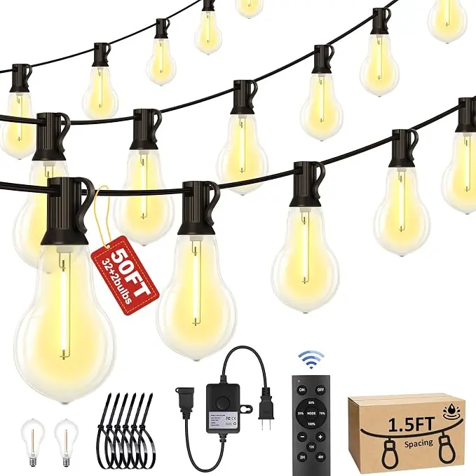 50FT Outdoor String Lights Waterproof