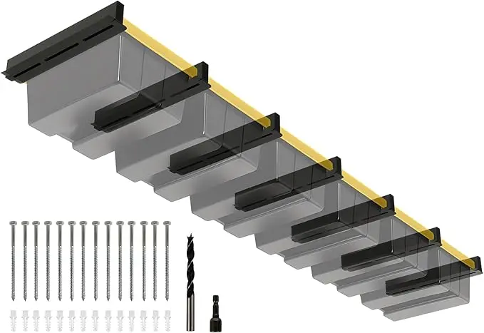 6-bin Overhead Garage Storage Rack, Ceiling Storage Racks Heavy Duty, Powder