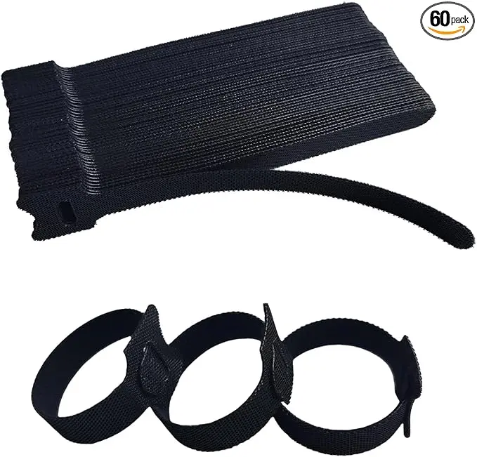 6 Inches Black Reusable Cable Ties, Cable Organizer, Cord Wrap and Hook Loop