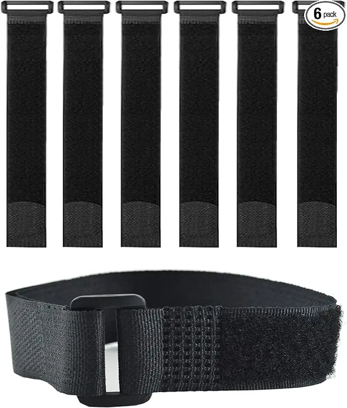 6 Pack Reusable Fastening Cable Ties and Cable Straps, Adjustable Multi-Purpose