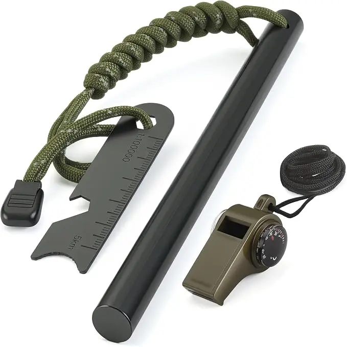 6" x 1/2" Drilled Ferro Rod Fire Starter Kit