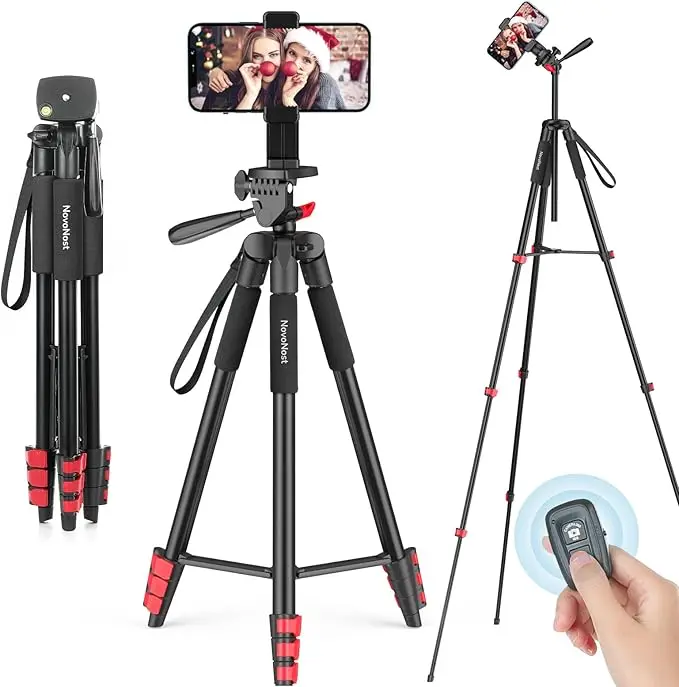 65" Phone Tripod Stand, Tripod for iPhone & Camera