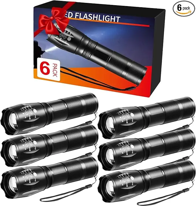 6Pack LED Flashlights High Lumens, 5Mode Tactical Flashlight